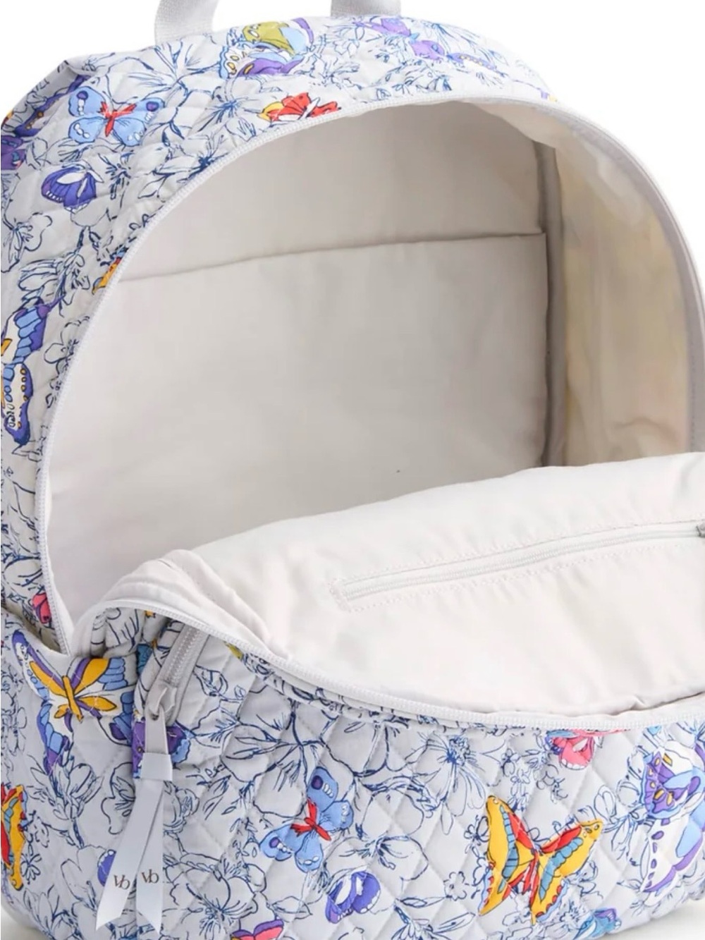 Vera Bradley Quilted Butterfly Floral Backpack - Light Blue, Yellow, Purple - Picture 2 of 6
